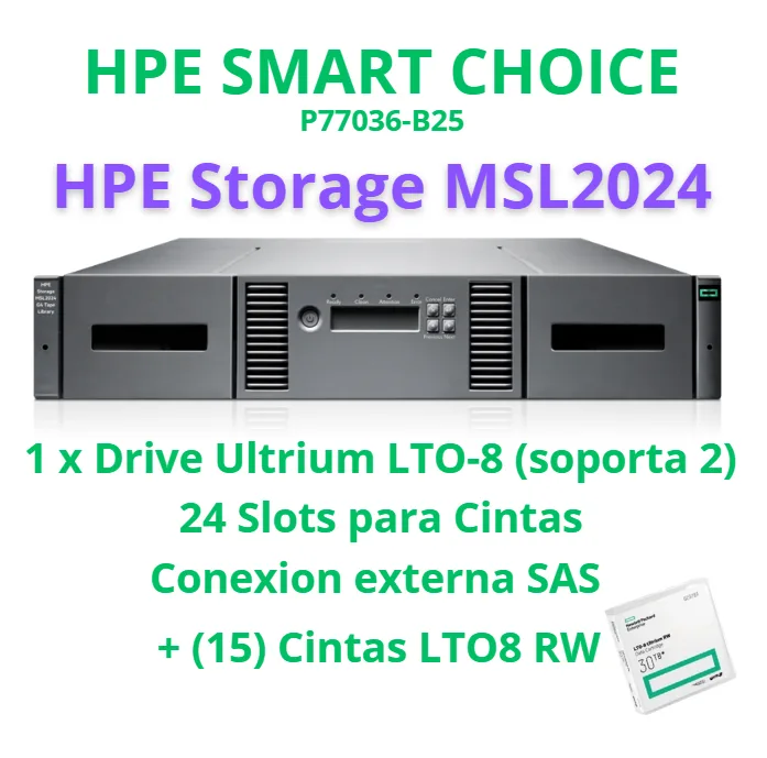 HPE Storage MSL2024 LTO8 SAS Smart Choice - P77036-B25 (SI)