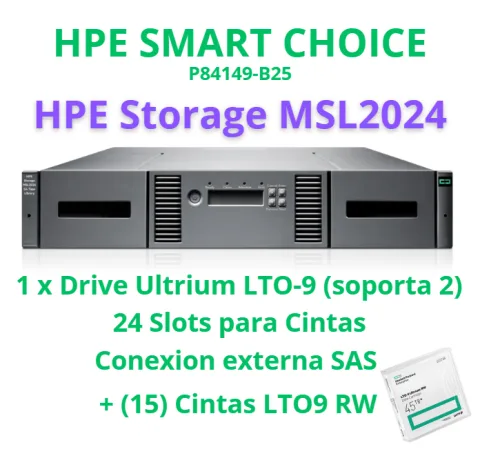 HPE Storage MSL2024 LTO9 SAS Smart Choice - P84149-B25 (SI)