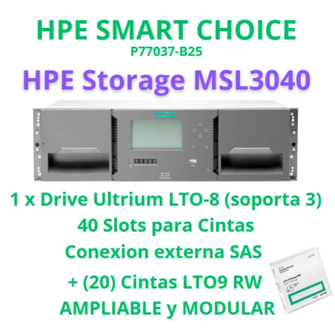 HPE Storage MSL3040 LTO9 SAS Smart Choice - P77037-B25 (SI)